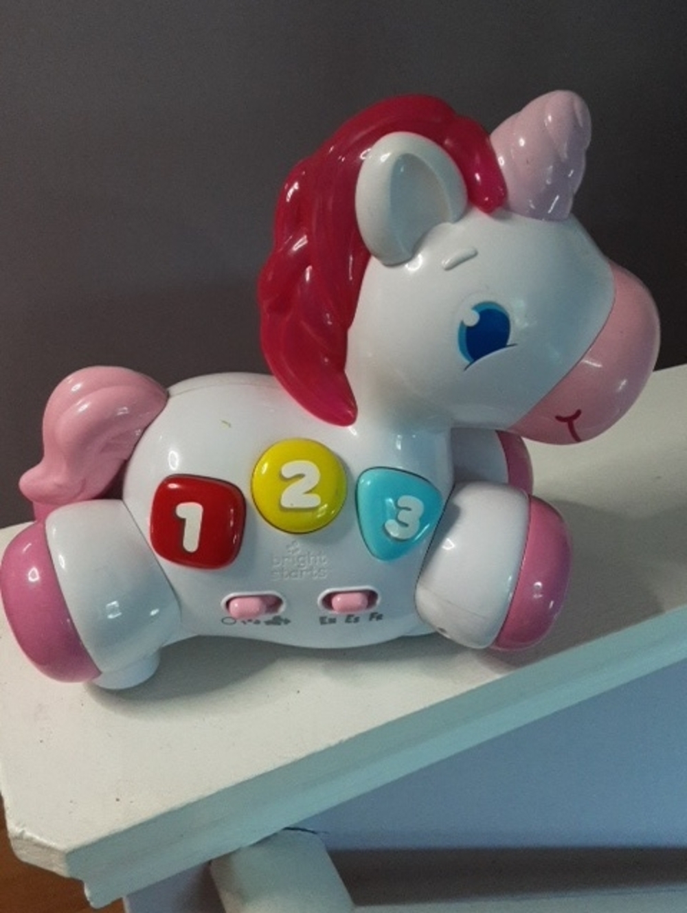 Pink and White Unicorn Learning Toy with Number Buttons - Kids.